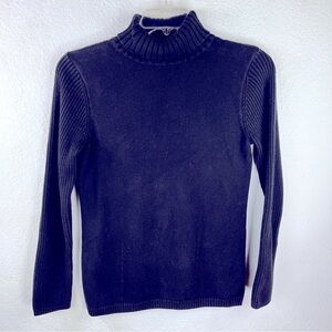 COLDWATER CREEK Black turtleneck. Sleeves, back and neck are ribbed. Front has